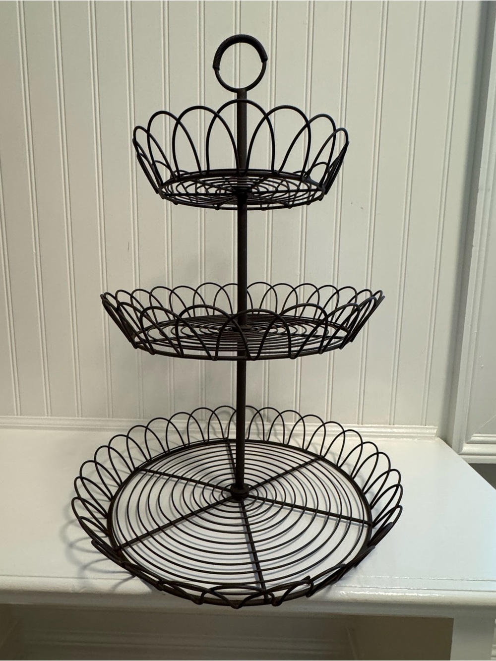 3-Tier Wire Serving Stand - Dark Brown